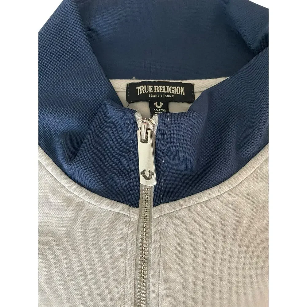 True Religion Zip-Up Track Jacket Grey and Navy Blue XL